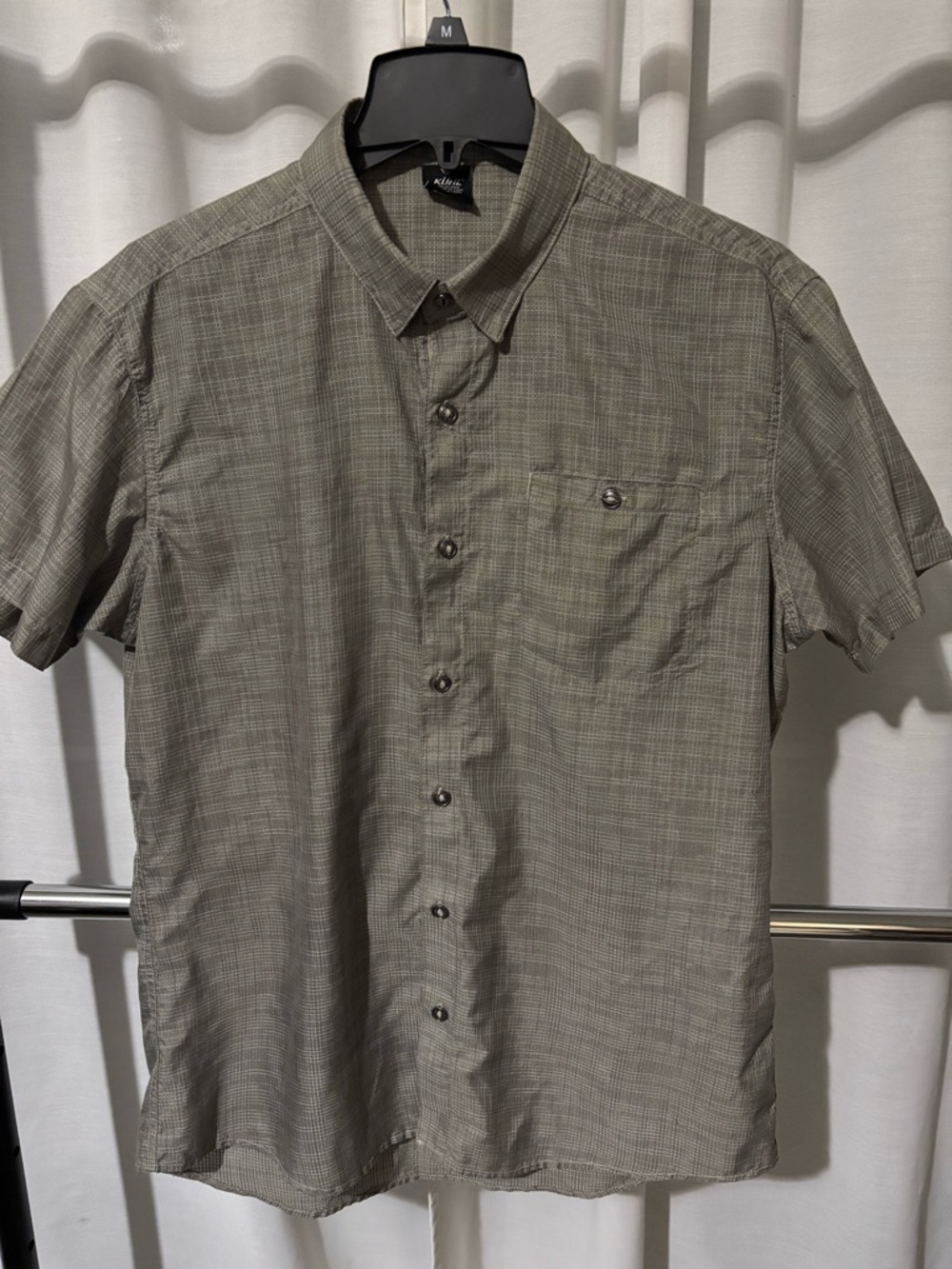 Kuhl Olive Green Plaid Short-Sleeve Button-Down Shirt